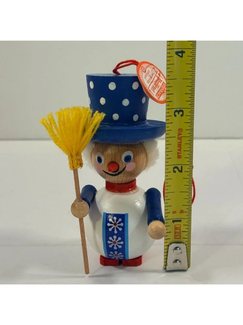 Vintage Steinbach Germany Wooden Snowman Christmas Ornament